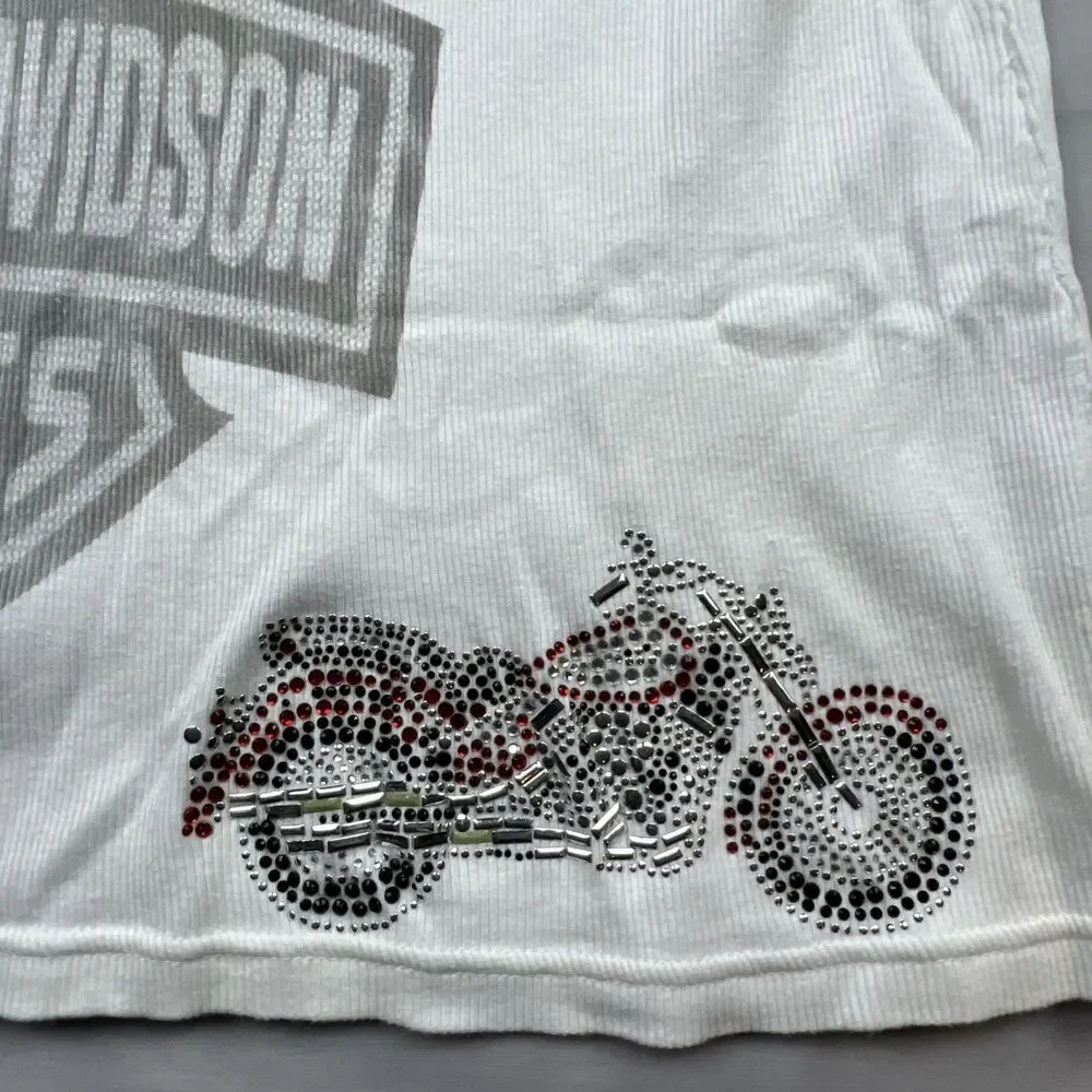 Harley Davidson New Castle Bedazzled Ribbed Tank Top Large - Picture 2 of 6